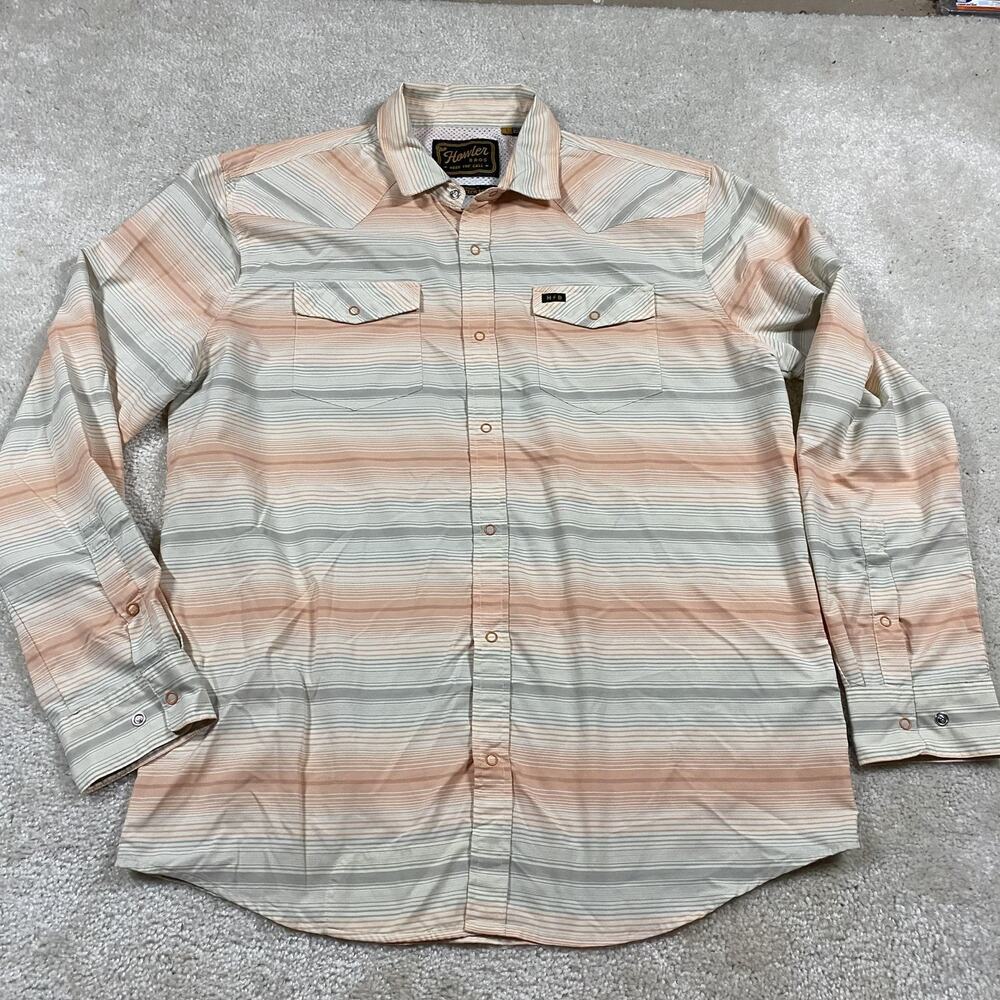 Howler Bros Shirt Mens L Multicolor Stripe H-Bar-B Tech Western Snap Button Up
